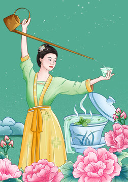 舞茶功夫茶插畫