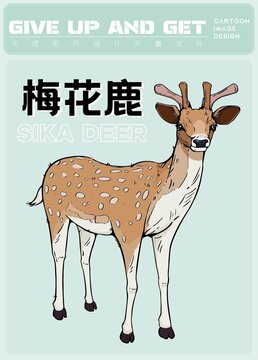 梅花鹿茸插畫
