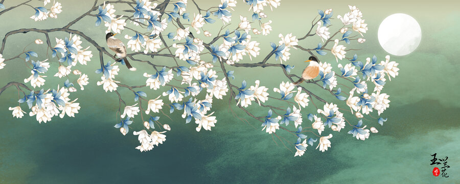 玉蘭花背景墻