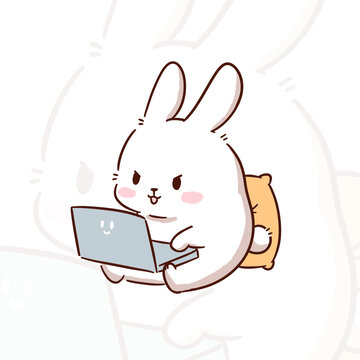 卡通工作兔
