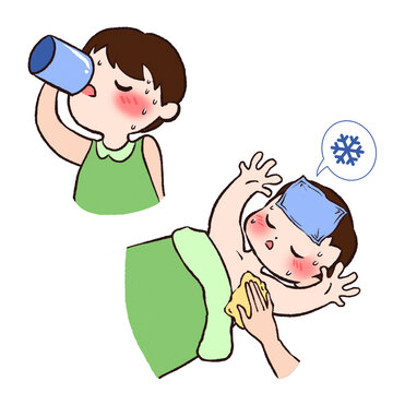 手繪醫療元素發燒治療免摳素材