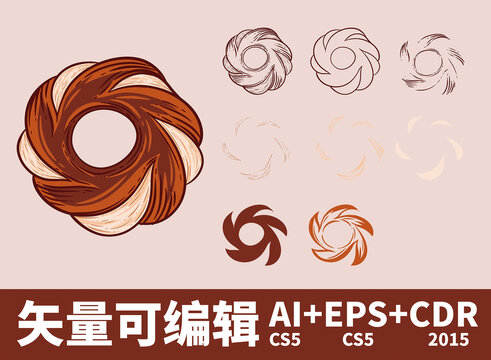 手繪矢量版畫風(fēng)堿水面包
