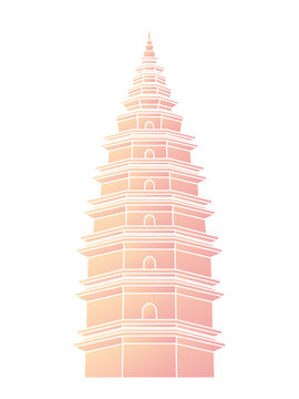 古風(fēng)塔樓特色建筑免摳透高清大圖