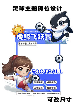 足球卡通形象虎鯨IP設(shè)計