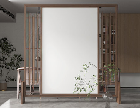 中式禪意墻布壁畫背景場景圖