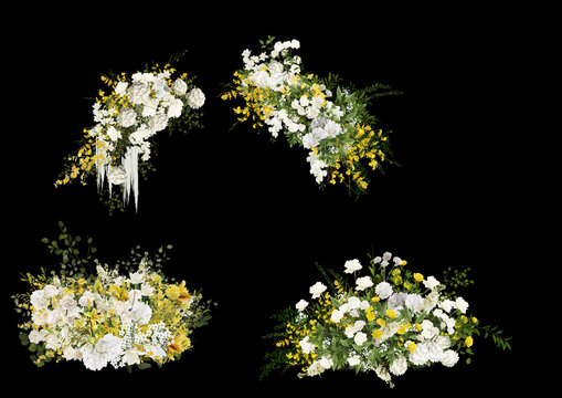 白綠黃花藝