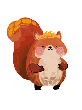 可愛治愈系小松鼠插畫