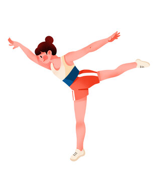 扁平運動藝術(shù)體操人物插畫