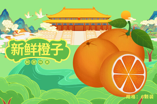 橙子手繪插畫國風(fēng)包裝