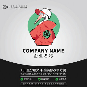 時尚狐貍白鶴卡通logo潮玩
