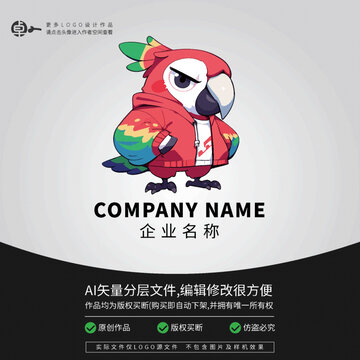 logo潮玩鸚鵡鳥類卡通時(shí)尚