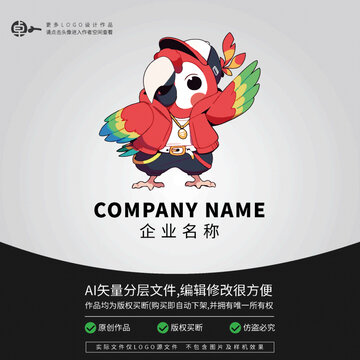 卡通logo潮玩鸚鵡英語時尚