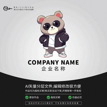 熊玩具卡通logo潮玩時(shí)尚