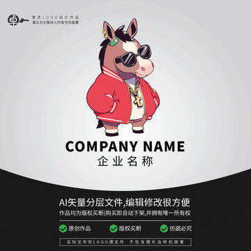 潮玩賽馬人卡通logo時尚