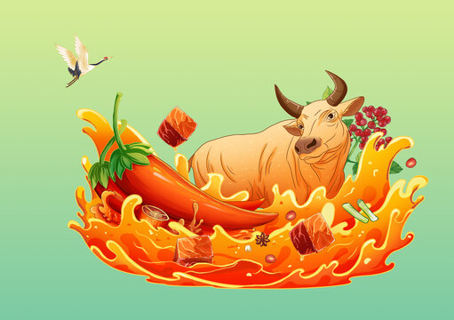 牛肉醬手繪插畫