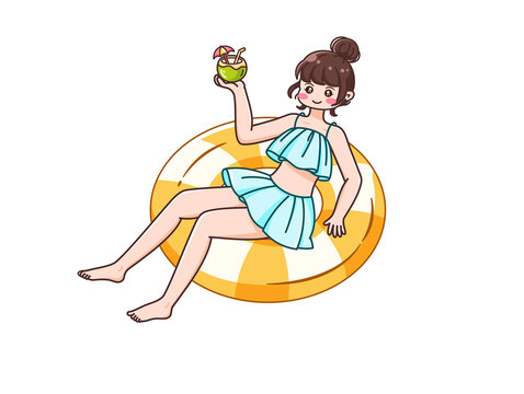 夏日游泳女孩
