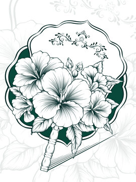 創(chuàng)意線稿風(fēng)花卉扇