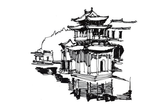 古北水鎮(zhèn)建筑手繪