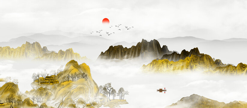 水墨金山