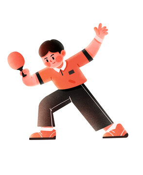 扁平運(yùn)動(dòng)打乒乓球人物插畫