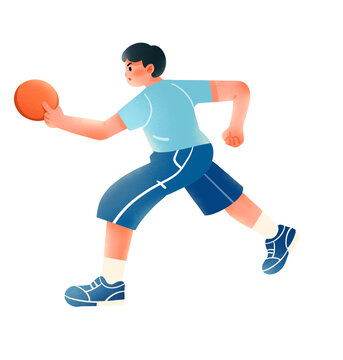 扁平運動打乒乓球人物插畫