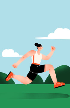 扁平運動田徑人物插畫