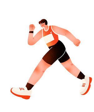 奔跑扁平運動田徑人物插畫