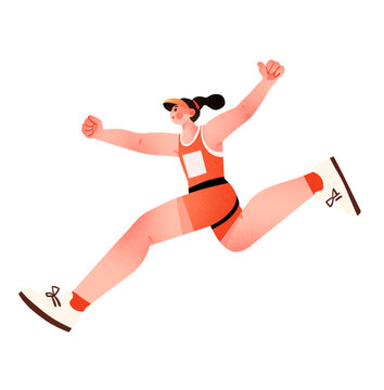 扁平運動田徑人物插畫