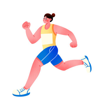扁平運動田徑人物插畫