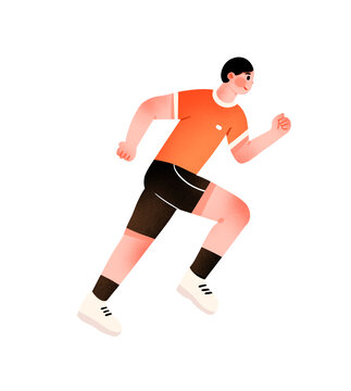 扁平運動田徑人物插畫