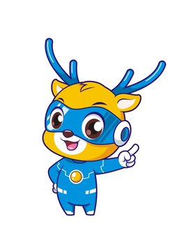 卡通可愛(ài)科技小鹿講解形象矢量圖