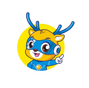 卡通可愛(ài)科技小鹿講解頭像矢量圖