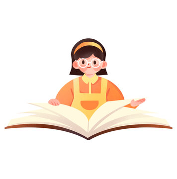 人物教育書本插畫