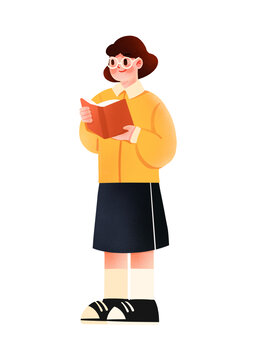 看書人物教育書本插畫