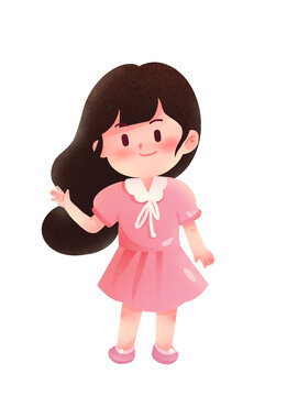 可愛女生卡通插畫