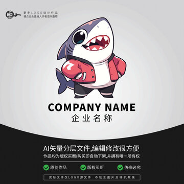 鯊魚LOGO運動卡通時尚