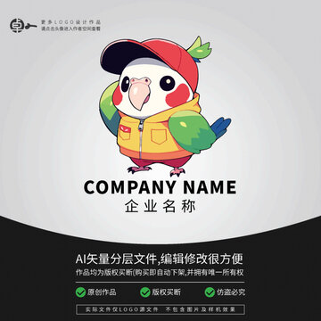 鸚鵡LOGO鳥(niǎo)潮流運(yùn)動(dòng)卡通