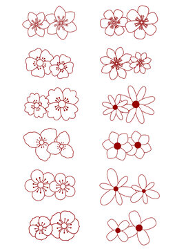 花卉扁平風(fēng)剪紙風(fēng)單色免摳素材