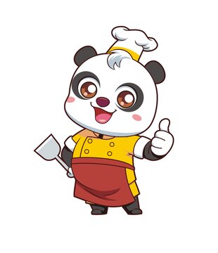 卡通可愛(ài)熊貓廚師點(diǎn)贊形象矢量圖