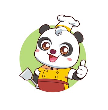 卡通可愛熊貓廚師點贊頭像矢量圖