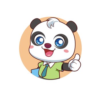 卡通可愛熊貓商務經理點贊頭像