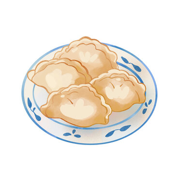 卡通餃子手繪插畫