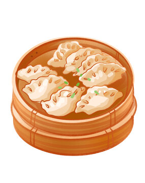 卡通餃子手繪插畫