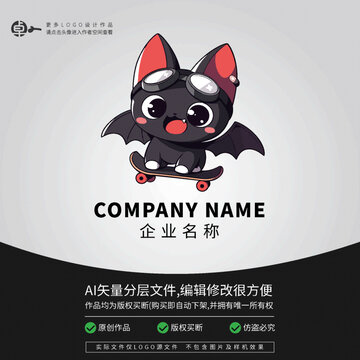 蝙蝠滑板運(yùn)動(dòng)卡通LOGO時(shí)尚