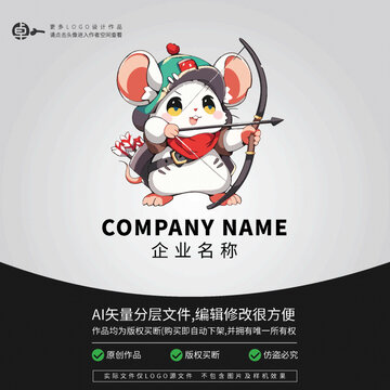 老鼠射箭時尚卡通LOGO運動