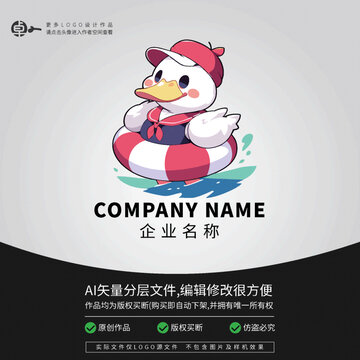 鴨子滑板運(yùn)動(dòng)LOGO潮玩卡通