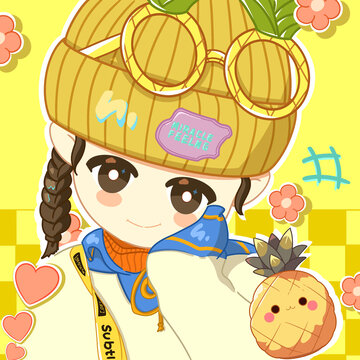 愛吃菠蘿的小女孩