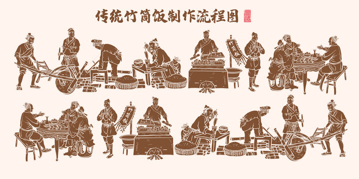 竹筒飯插畫