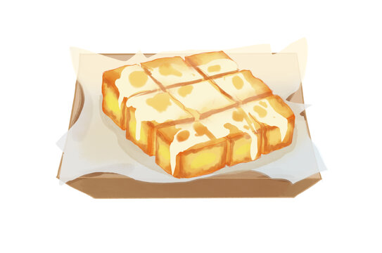 手繪食物西多士免扣素材PNG
