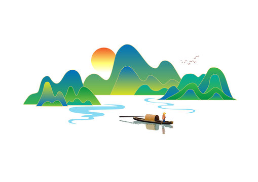 山水矢量圖案